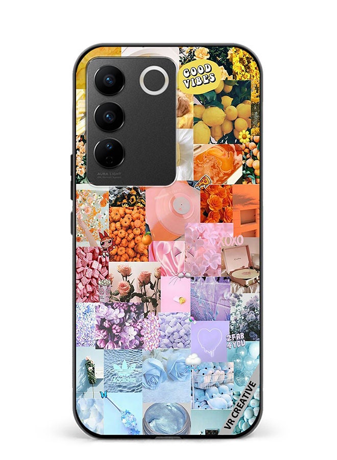 VR CREATIVE Protective Case Cover For Vivo V27e Good Vibes Photo Colleges Design Multicolour - Image 1