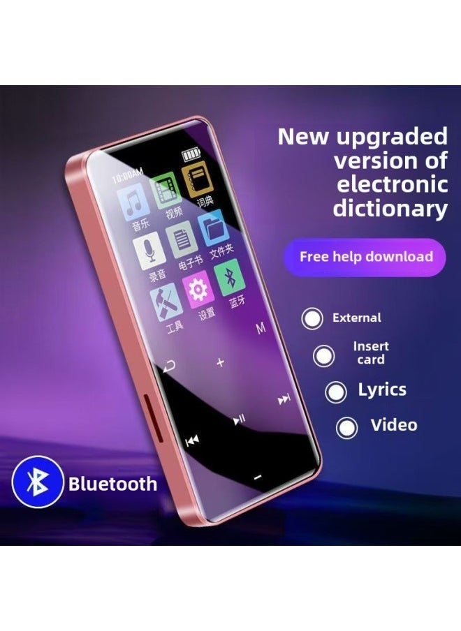 Touch Screen Bluetooth Mp3 Small Walkman Student Edition English Mp4 Full Screen P3 Player-Body Color:Metallic Black [touch Version + English-chinese Dictionary] With Bluetooth-Memory Capacity:128 Memory [free Full Set Of Accessories] Weighted Bass Headphones