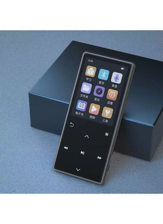 Touch Screen Bluetooth Mp3 Small Walkman Student Edition English Mp4 Full Screen P3 Player-Body Color:Metallic Black [touch Version + English-chinese Dictionary] With Bluetooth-Memory Capacity:128 Memory [free Full Set Of Accessories] Weighted Bass Headphones