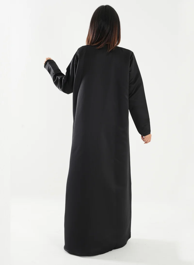 Rosette Abaya Elegant Open style abaya featuring elegant organza dantel accents