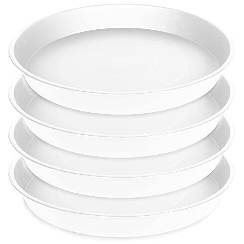 Bleuhome 4 Pack of 16 inch Plant Saucer White, Bird Bath Bowls, Heavy Duty Plastic Plant Saucer Round White - Image 1