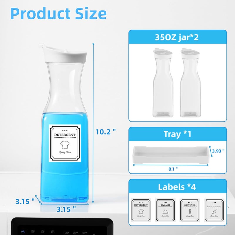 SUBEKYU Laundry Detergent Dispenser,Laundry Soap Dispenser,Laundry Detergent Container,35OZ Fabric Softener Dispenser with Tray,Liquid Laundry Detergent Dispenser, Laundry Room Organization,Extra 4 Labels - Image 2
