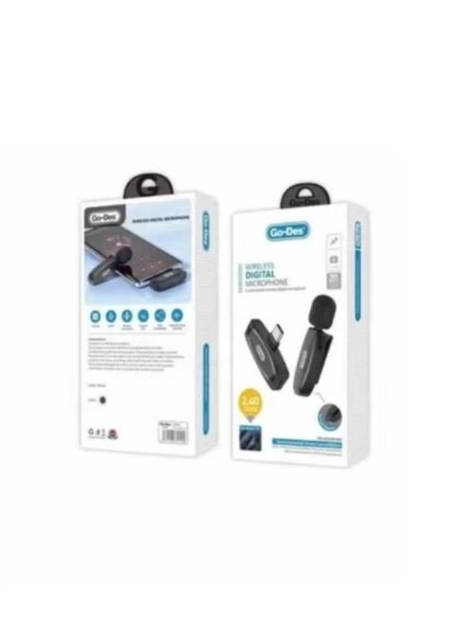 RYN Go-Des Wireless Lavalier Microphone System for Mobile Phones, Portable Clip-On - Black - Image 1