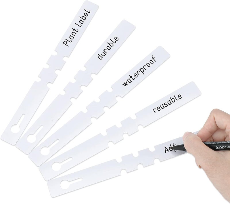 KINGLAKE 200 Pcs White Plastic Plant Tree Tags Nursery Garden Lables 2x20cm Wrap Around Hanging Tags Nursery Garden Stakes Large Writing Surface - Image 4