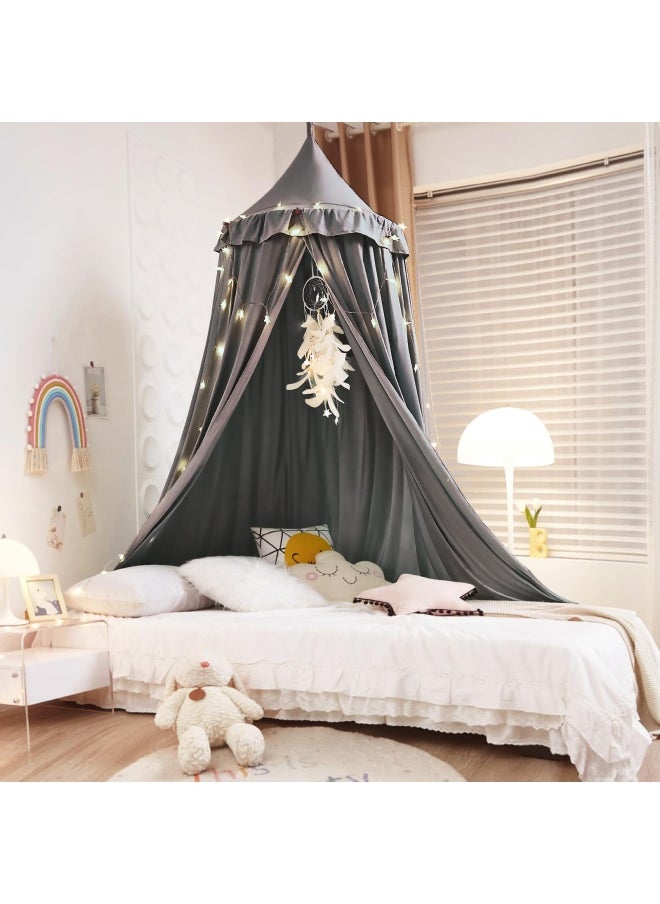Generic - Decor Canopy For Kids Bed Soft Smooth Playing Tent Canopy Girls Room Decoration Princess Castle Dreamy Mosquito Net Bedding Children Reading Nook Canopies In Home Gray - Image 1