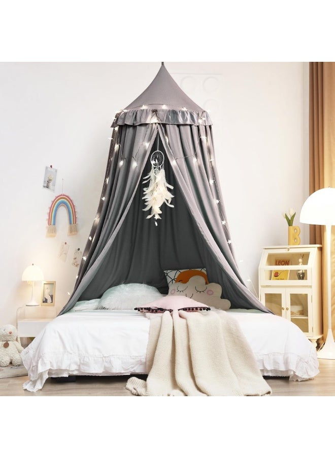 Generic - Decor Canopy For Kids Bed Soft Smooth Playing Tent Canopy Girls Room Decoration Princess Castle Dreamy Mosquito Net Bedding Children Reading Nook Canopies In Home Gray - Image 1