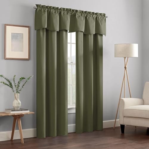 Eclipse Kendall Modern Scalloped Valance Rod Pocket Window Curtain for Kitchen or Bathroom, 42 in x 18 in, Artichoke - Image 2