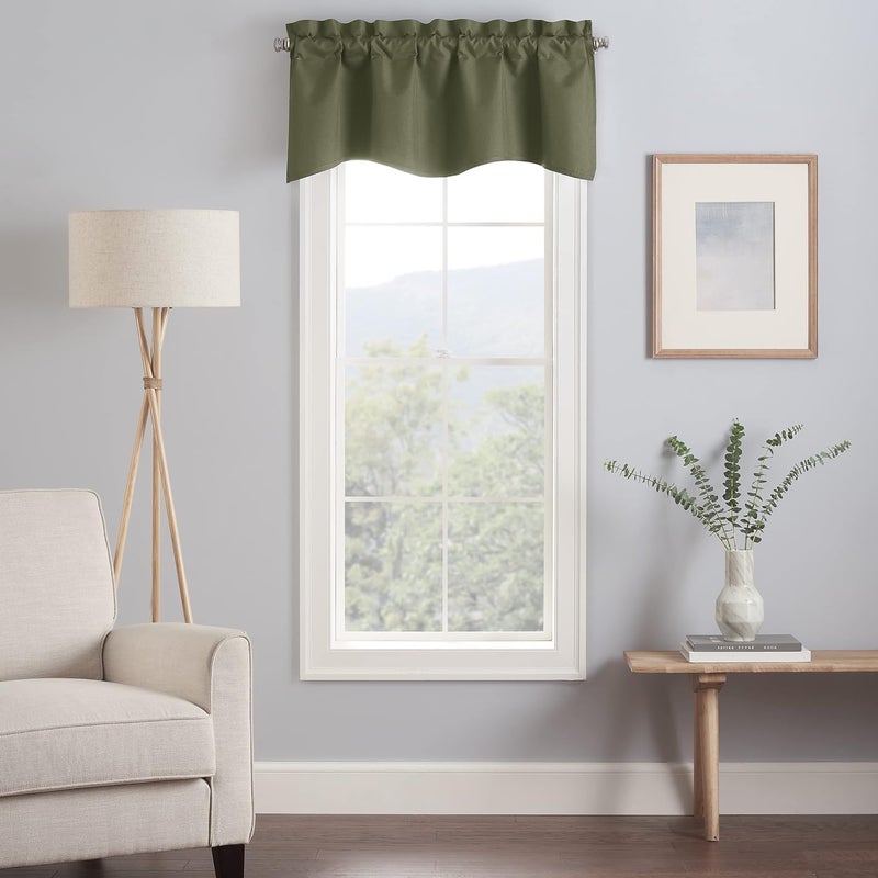 Eclipse Kendall Modern Scalloped Valance Rod Pocket Window Curtain for Kitchen or Bathroom, 42 in x 18 in, Artichoke - Image 3