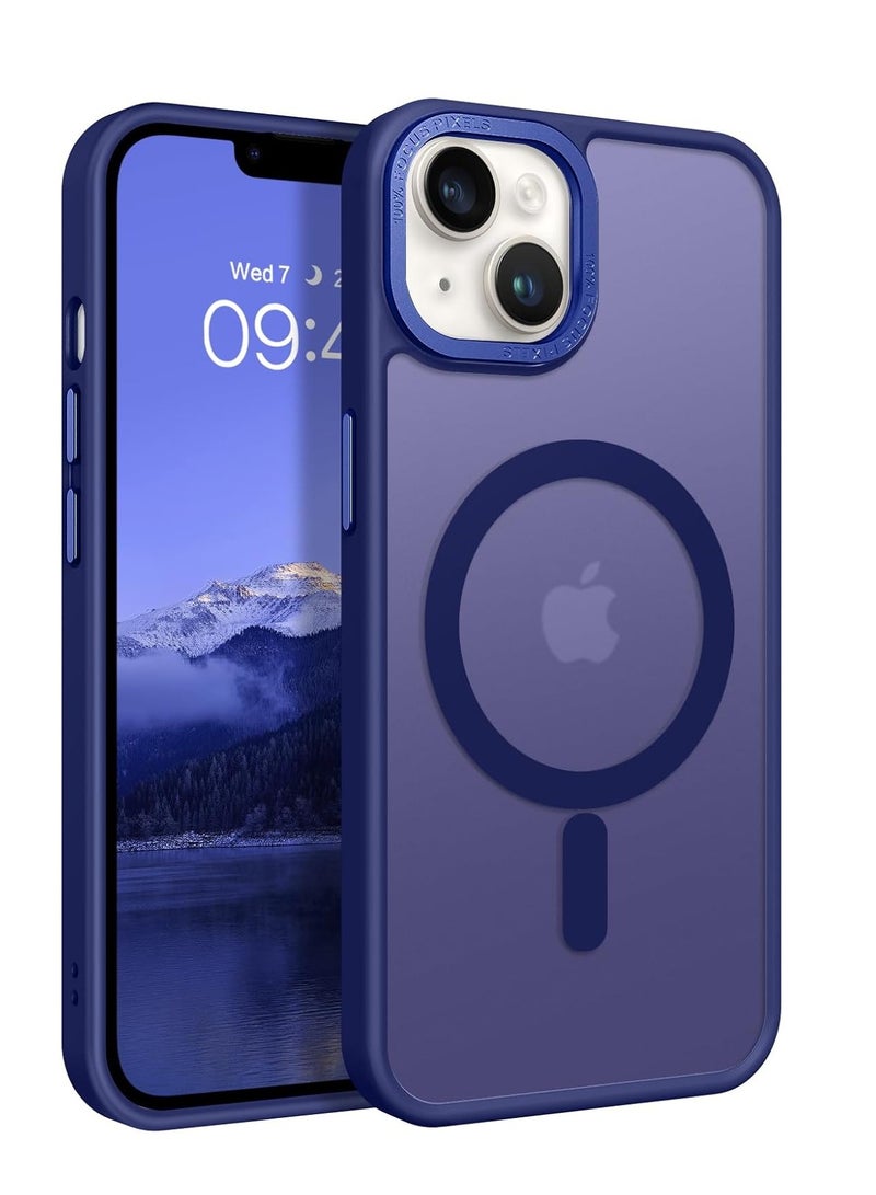 Magnetic for iPhone 14 Plus Case, [Compatible with MagSafe] Translucent Matte Frosted Slim Lightweight Shockproof Women Men Girl Protective Cover Case for iPhone 14 Plus 6.7", Bright Blue - Image 1
