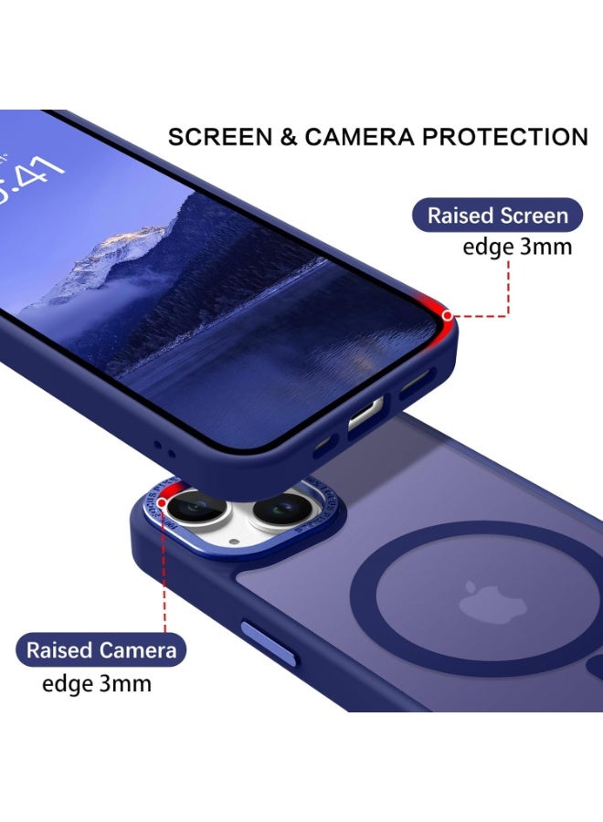 Magnetic for iPhone 14 Plus Case, [Compatible with MagSafe] Translucent Matte Frosted Slim Lightweight Shockproof Women Men Girl Protective Cover Case for iPhone 14 Plus 6.7", Bright Blue - Image 3