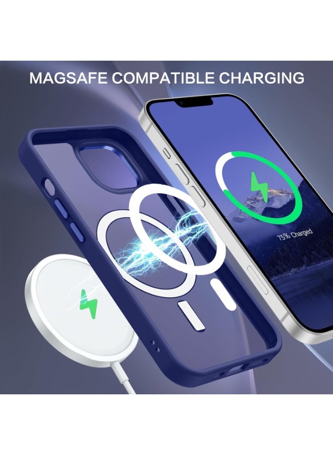 Magnetic for iPhone 14 Plus Case, [Compatible with MagSafe] Translucent Matte Frosted Slim Lightweight Shockproof Women Men Girl Protective Cover Case for iPhone 14 Plus 6.7", Bright Blue - Image 5