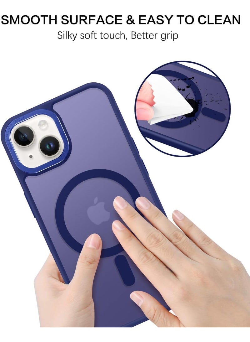 Magnetic for iPhone 14 Plus Case, [Compatible with MagSafe] Translucent Matte Frosted Slim Lightweight Shockproof Women Men Girl Protective Cover Case for iPhone 14 Plus 6.7", Bright Blue - Image 4