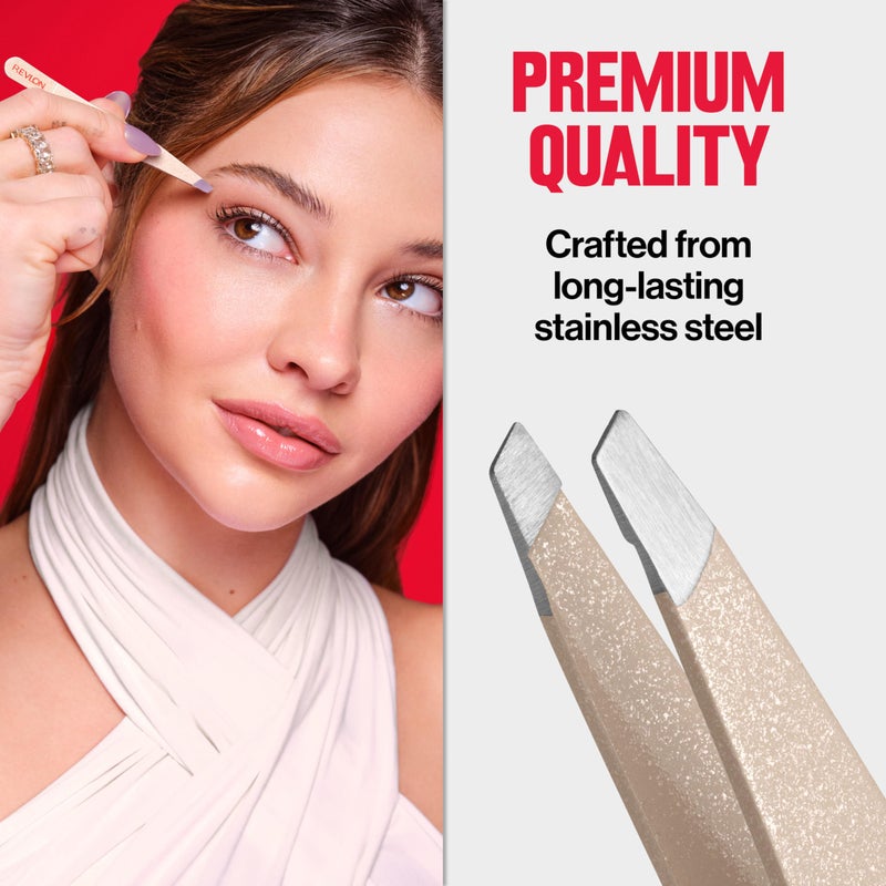 Revlon ملقط ريفلون المصمم ذو الزاوية، ملقط عالي الدقة، مصنوع من الفولاذ المقاوم للصدأ طويل الأمد، 1 قطعة - Image 5