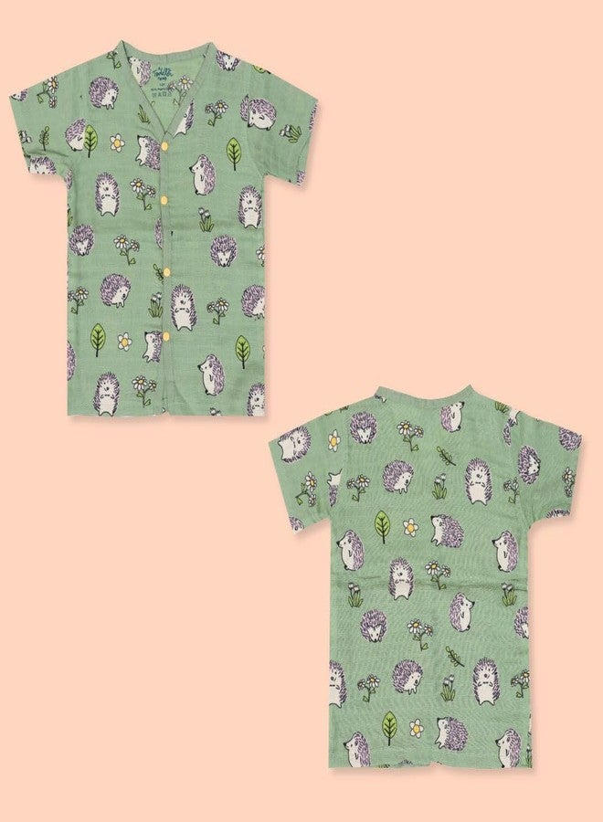 A toddler thing 100% Organic Half Sleeve Sleepsuits | Pajama Sets for Boys and Girls | Kids Nightwear | Carrot Spikes | Pack of 2 | 3-6 Months - Image 4