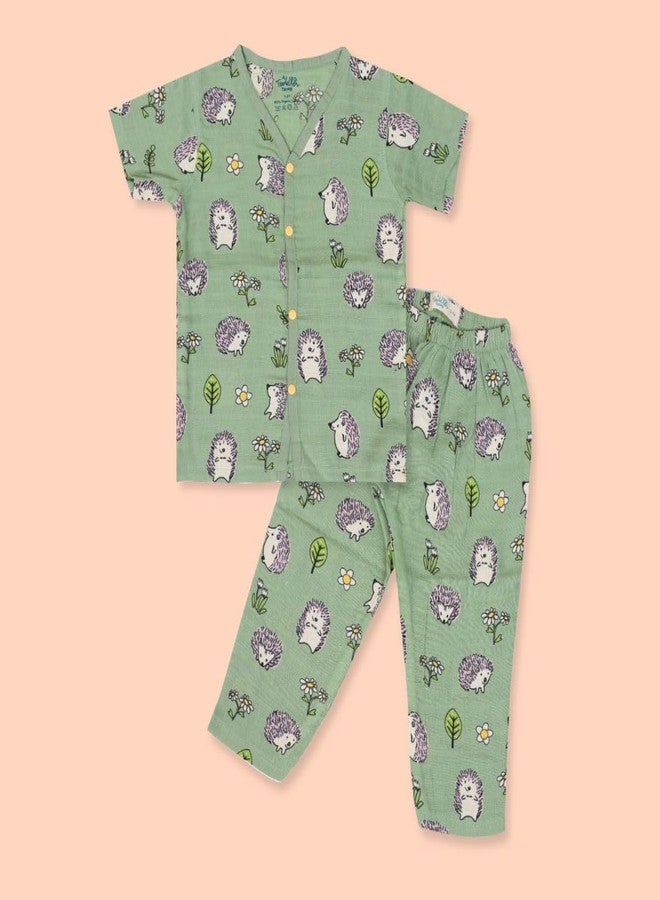 A toddler thing 100% Organic Half Sleeve Sleepsuits | Pajama Sets for Boys and Girls | Kids Nightwear | Carrot Spikes | Pack of 2 | 3-6 Months - Image 3