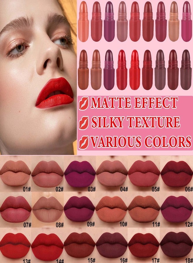DuoZeng 18 Pcs Capsule Pills Lipstick,Mini Matte Makeup Lipstick Set Long Lasting Waterproof Cute Lip Stick Capsules Matte Lipstick Lip Stain Set Velvet Mini Pill Shaped Lipstick Set - Image 2