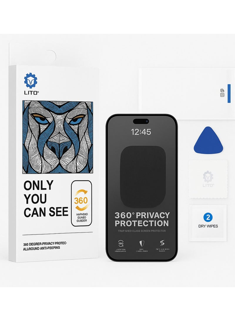 Lito حماية شاشة زجاجية مقسّاة LITO 360° للخصوصية لجهاز iPhone 15 Pro - Image 1