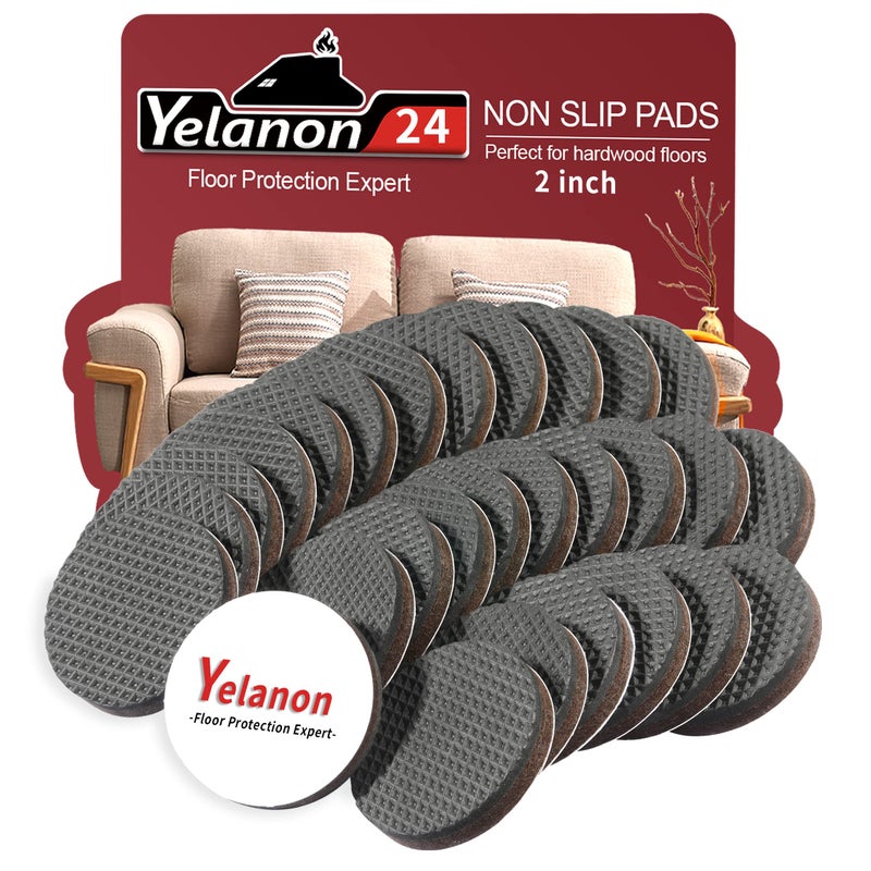 Yelanon Non Slip Furniture Pads 24pcs 2 Grippers Hardwood Floors Non Skid for Furniture LegsSelf Adhesive Rubber Furniture Feet Anti Slide Furniture Floors Protectors for Keep Couch Stoppers