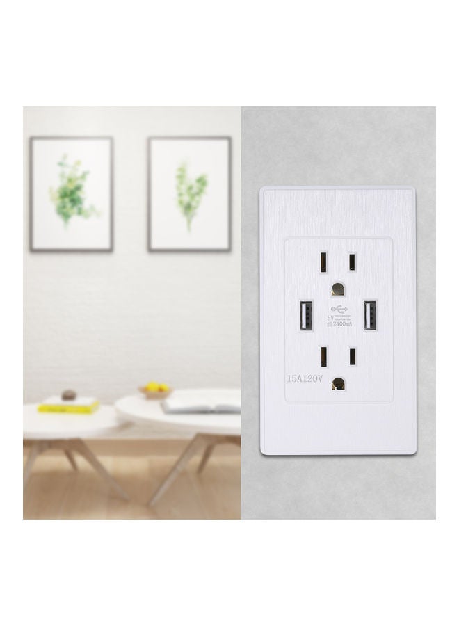 NIBEMINENT 15A USB Wall Socket with Screws White  - Image 4
