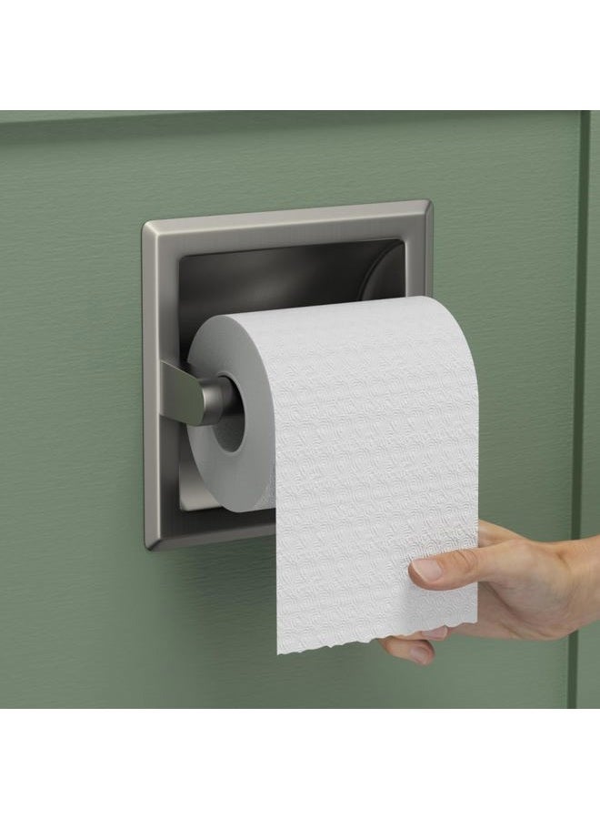 FORIOUS Recessed Toilet Paper Holder Brushed Nickel, Brushed Nickel Toilet Paper Holder Wall Mount Includes Rear Mounting Bracket, Stainless Steel Toilet Paper Roll Holder, Wall Toilet Paper Holder - Image 1