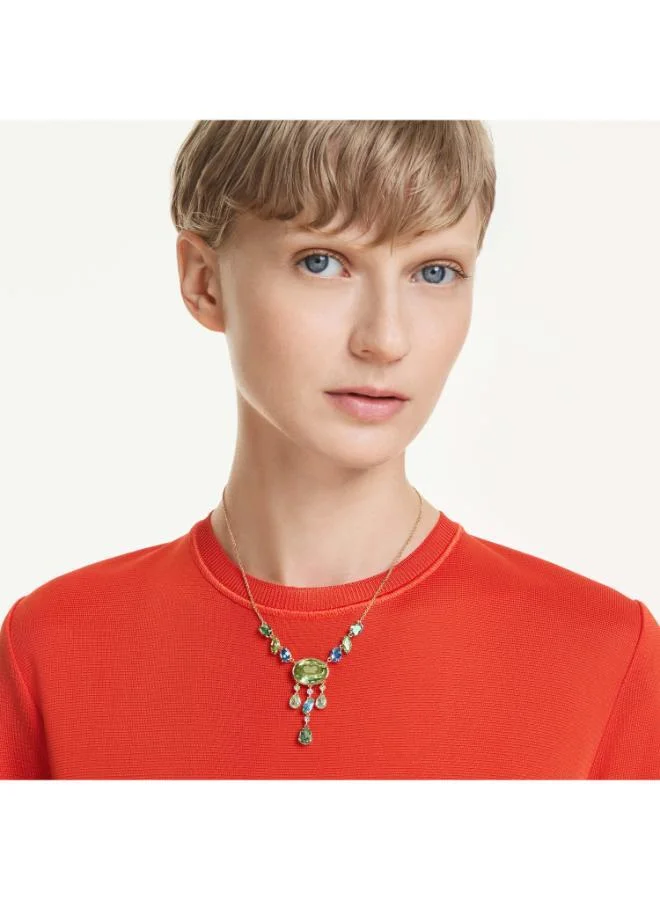 Swarovski  Gema Black & Green Gold Tone Plated Y Necklace for Women | Best Price UAE