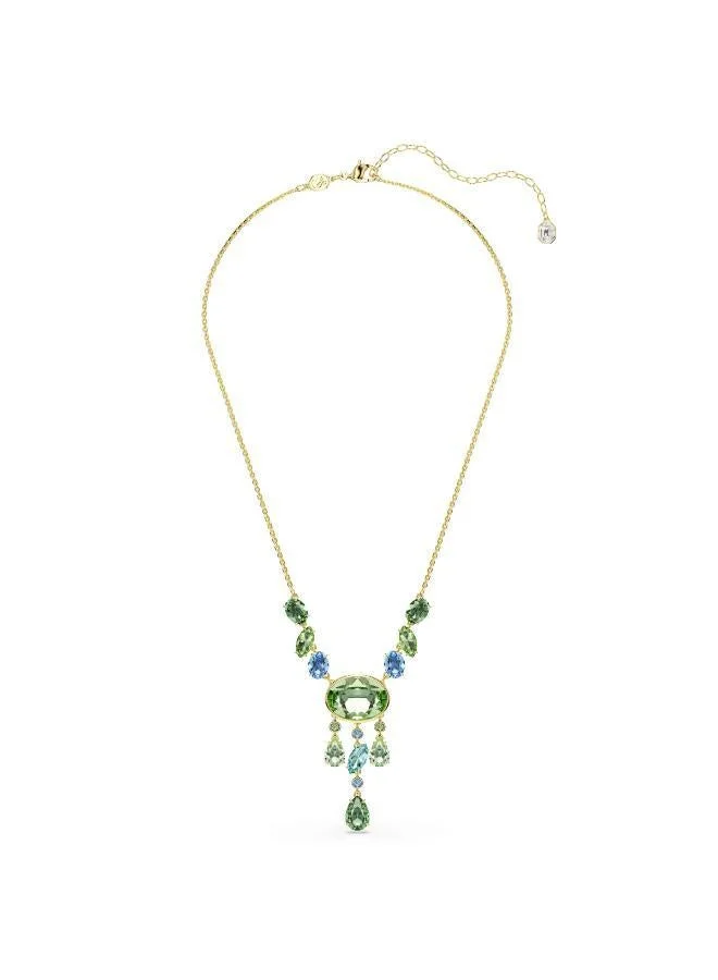 سواروفسكي عقد  مطلي بالذهب بتدرجات الأسود والأخضر