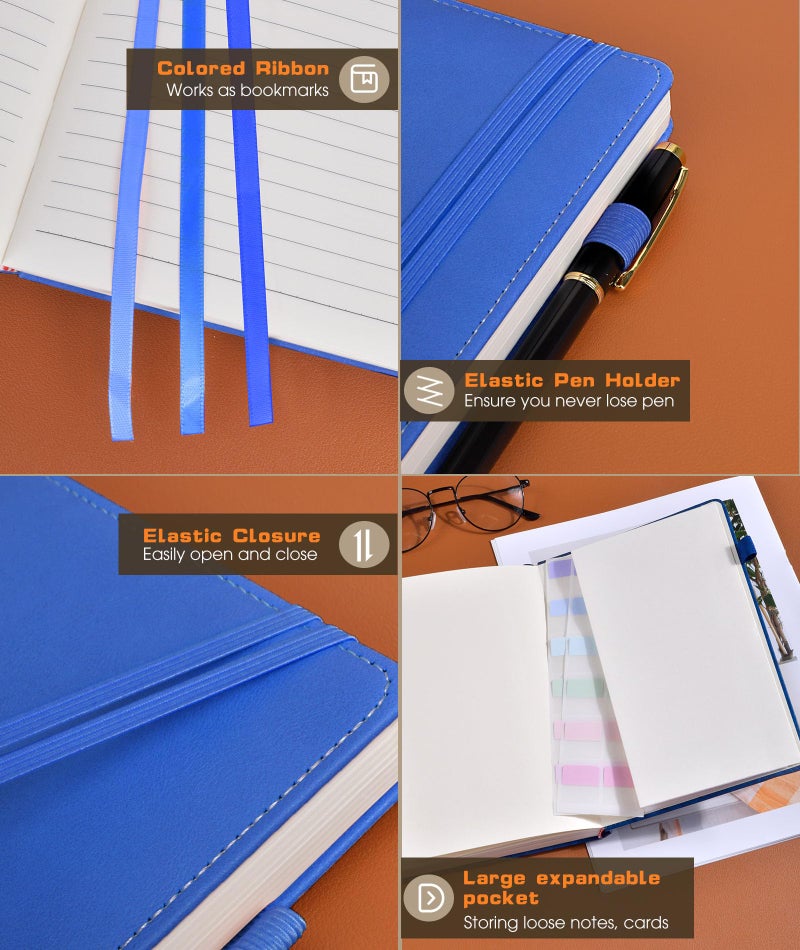 dilitego Lined Journal Notebook for Women Men, 256 Numbered Pages Hardcover Leather Journals for Writing, A5 Journaling Notebooks, College Ruled Journal for Business Work School Note Taking 5.75" x 8.38" Blue - Image 5