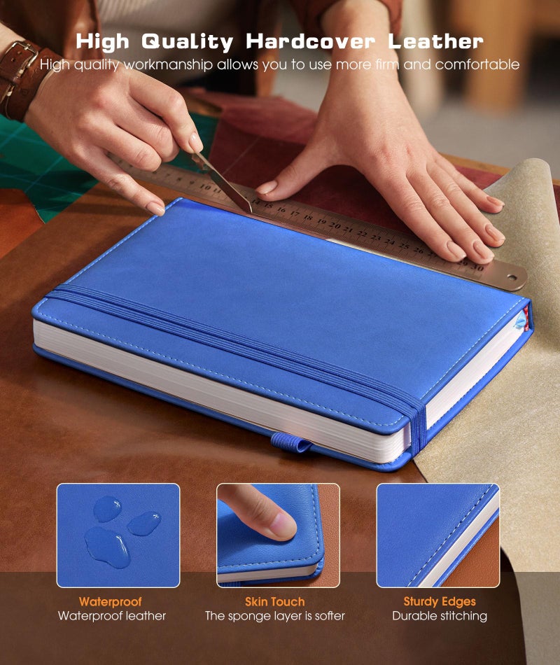 dilitego Lined Journal Notebook for Women Men, 256 Numbered Pages Hardcover Leather Journals for Writing, A5 Journaling Notebooks, College Ruled Journal for Business Work School Note Taking 5.75" x 8.38" Blue - Image 2