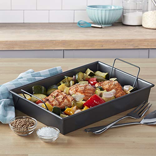 Chicago Metallic 16947 Professional Roast Pan with Non-Stick Rack, 13-Inch-by-9-Inch, Gray - Image 3