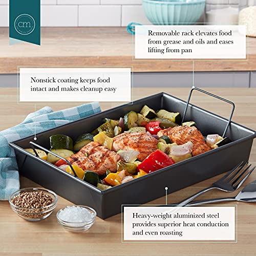 Chicago Metallic 16947 Professional Roast Pan with Non-Stick Rack, 13-Inch-by-9-Inch, Gray - Image 4