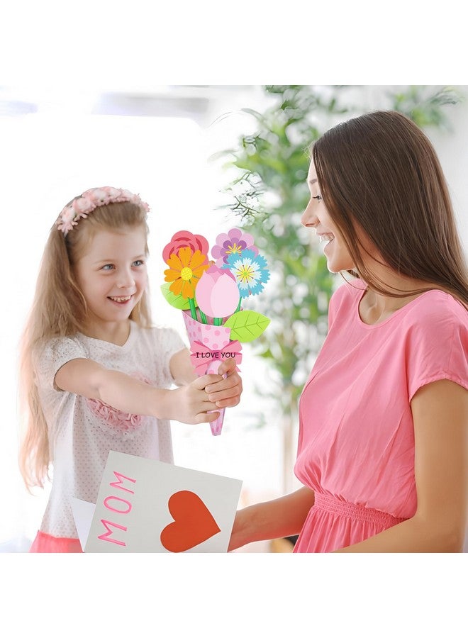 peony man 24 Pcs Flower Bouquet Craft Kit Make Your Own Flower Bouquets DIY Mother's Day Gift Floral Bouquet School Classroom Home Fun Activities with Straw and Floral Paper for Teacher Appreciation Week Gifts - Image 5