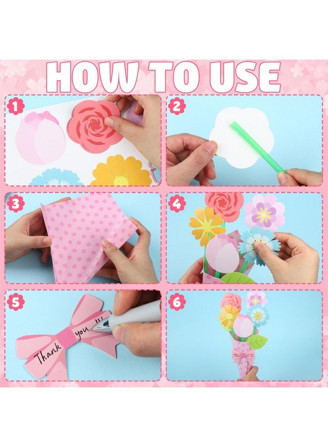 peony man 24 Pcs Flower Bouquet Craft Kit Make Your Own Flower Bouquets DIY Mother's Day Gift Floral Bouquet School Classroom Home Fun Activities with Straw and Floral Paper for Teacher Appreciation Week Gifts - Image 3