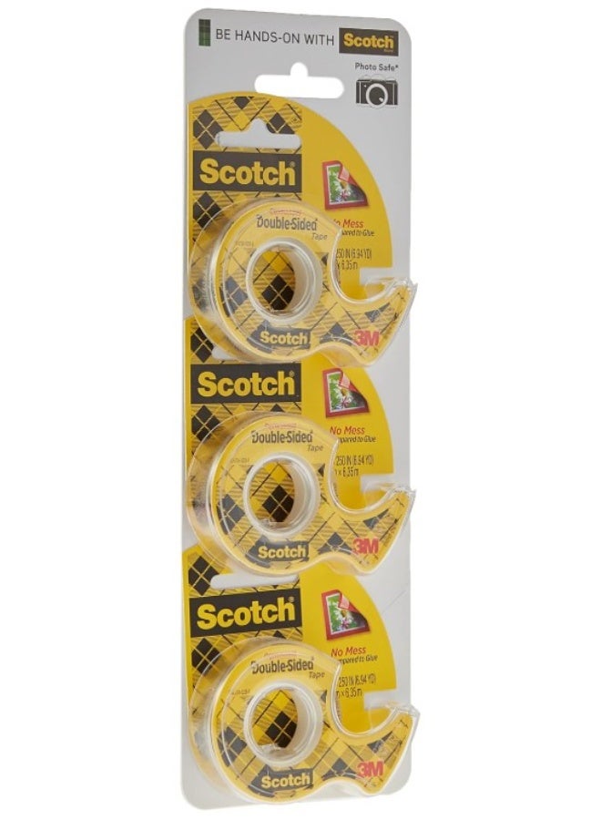 Scotch Tapes Promo 3 - Double Sided Tape with dispenser 136D, 1/2in x 250 in (2.7mm x 6.3m) per dispenser, Narrow Width, Holding, multiporpose, bond, ideal for photos, strong, 3 dispensers/pack - Image 1