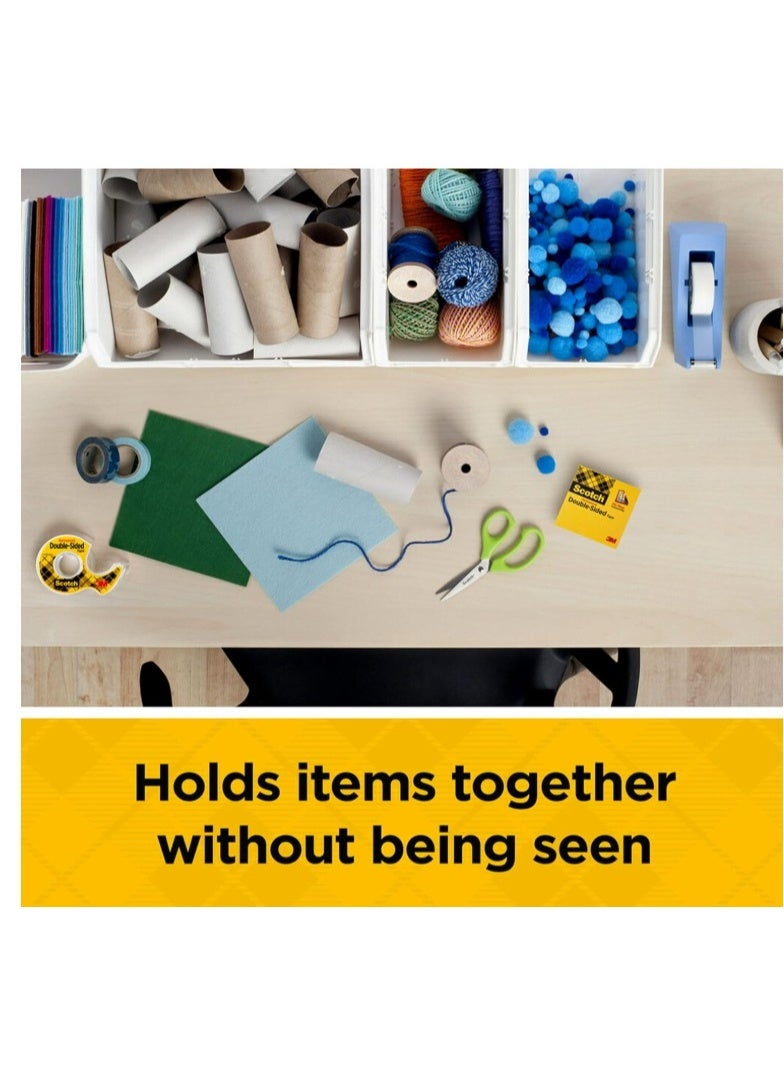 Scotch Tapes Promo 3 - Double Sided Tape with dispenser 136D, 1/2in x 250 in (2.7mm x 6.3m) per dispenser, Narrow Width, Holding, multiporpose, bond, ideal for photos, strong, 3 dispensers/pack - Image 2