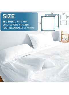 Excefore Disposable Sheet and Pillowcase Set, Hotel, Camping Portable 4 Pcs Double Bed Travel Hygiene Set, Soft, Eco-Friendly, Wash-Free Bedding Set, 1 Quilt Covers, 1 Bed Sheet and 2 Pillow Cases  - Image 2
