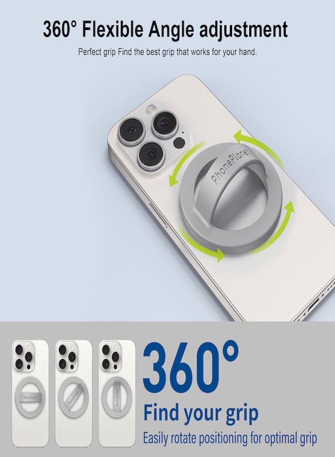 Phone Planet Back grip for the mobile phone with a striking design and a magnetic grip for the iPhone Grey for multiple uses compatible with MagSafe Grey - Image 3