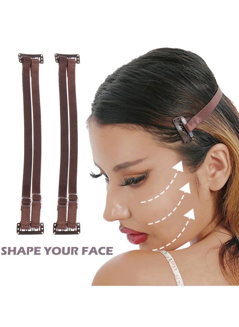 2 PCS Invisible Face Lift Bands with Clips – Adjustable Slimming & Firming Hairpins for Women (Brown, 7.87-11.81 inches) - Image 3