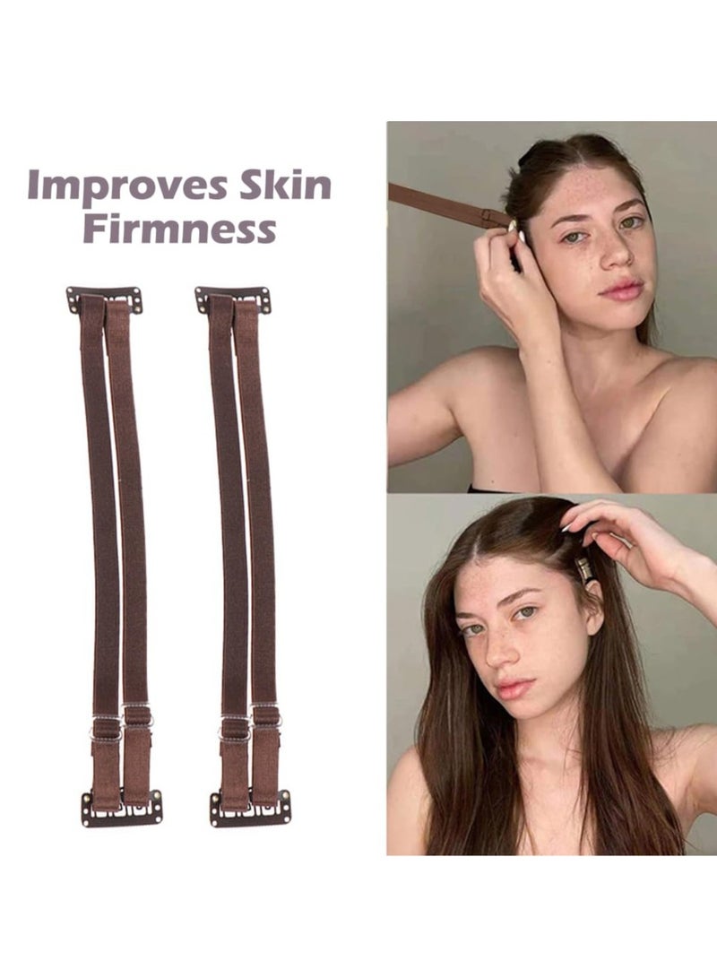 2 PCS Invisible Face Lift Bands with Clips – Adjustable Slimming & Firming Hairpins for Women (Brown, 7.87-11.81 inches) - Image 4