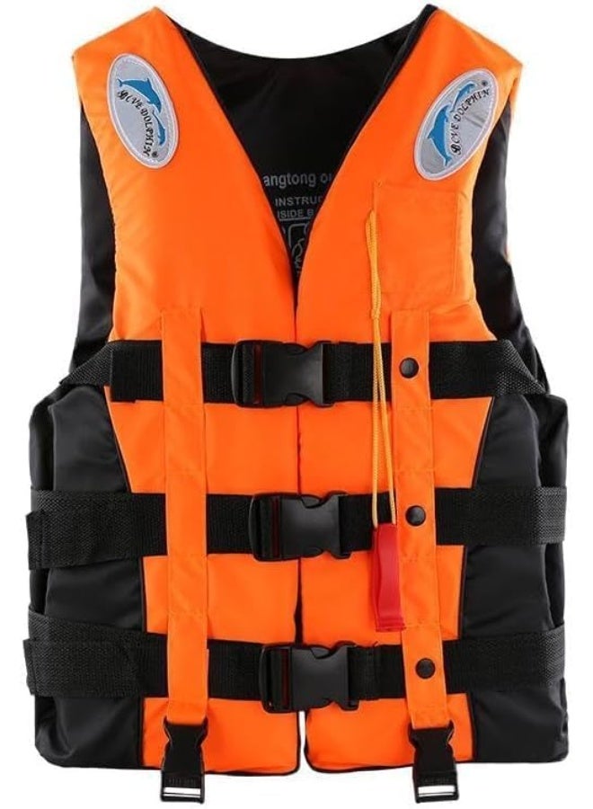 REBENUO Swimming Suit Vest, High Visibility with Whistle, Adjustable Strap for Kayaking, Fishing, Surfing & Boating Wear-Resistant Polyester, Size XL 75-90 kg, Orange. - Image 3