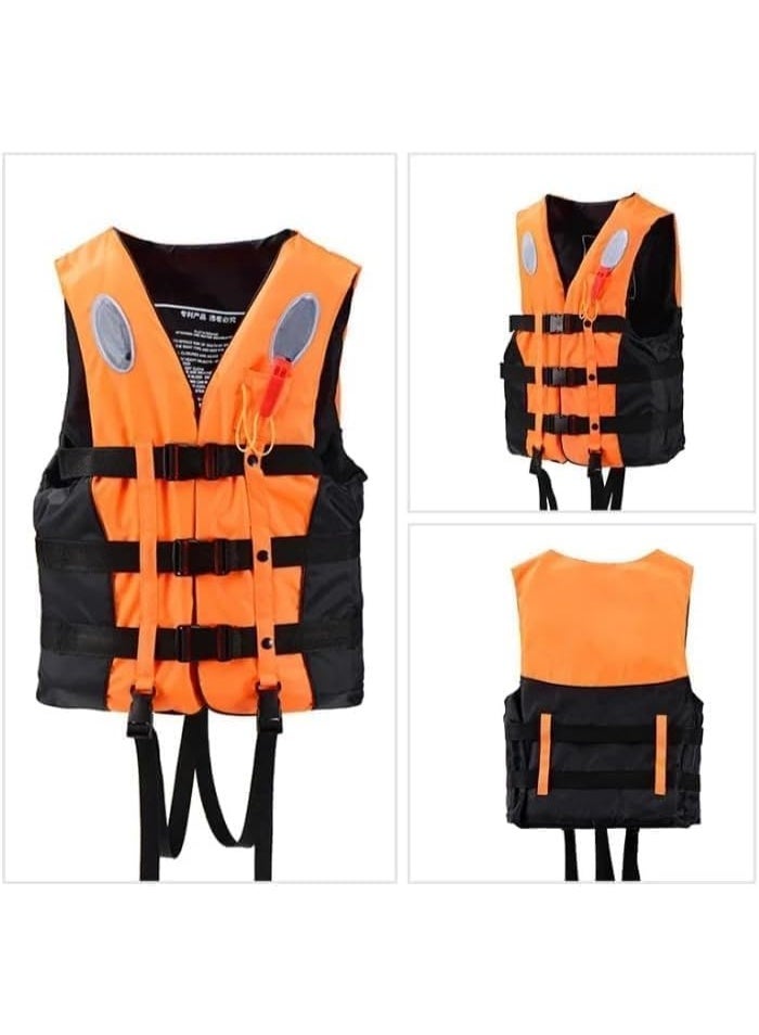 REBENUO Swimming Suit Vest, High Visibility with Whistle, Adjustable Strap for Kayaking, Fishing, Surfing & Boating Wear-Resistant Polyester, Size XL 75-90 kg, Orange. - Image 2
