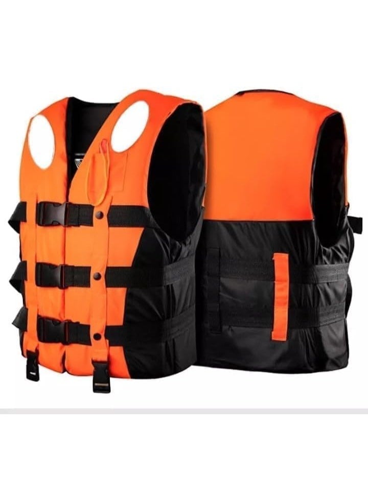 REBENUO Swimming Suit Vest, High Visibility with Whistle, Adjustable Strap for Kayaking, Fishing, Surfing & Boating Wear-Resistant Polyester, Size XL 75-90 kg, Orange. - Image 1