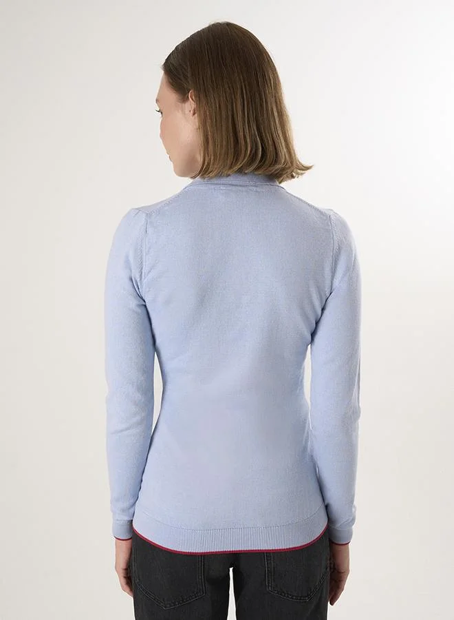 FELIX HARDY Blue Polo Neck Knitted Pullover for Women | Best Price UAE