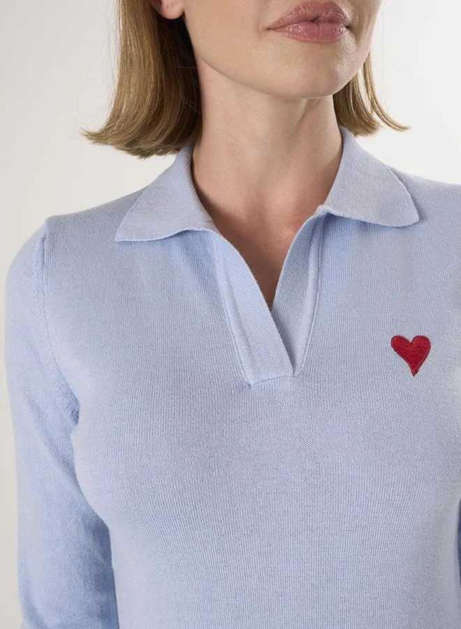 FELIX HARDY Blue Polo Neck Knitted Pullover for Women | Best Price UAE