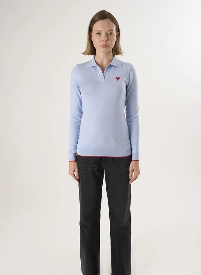 FELIX HARDY Blue Polo Neck Knitted Pullover for Women | Best Price UAE