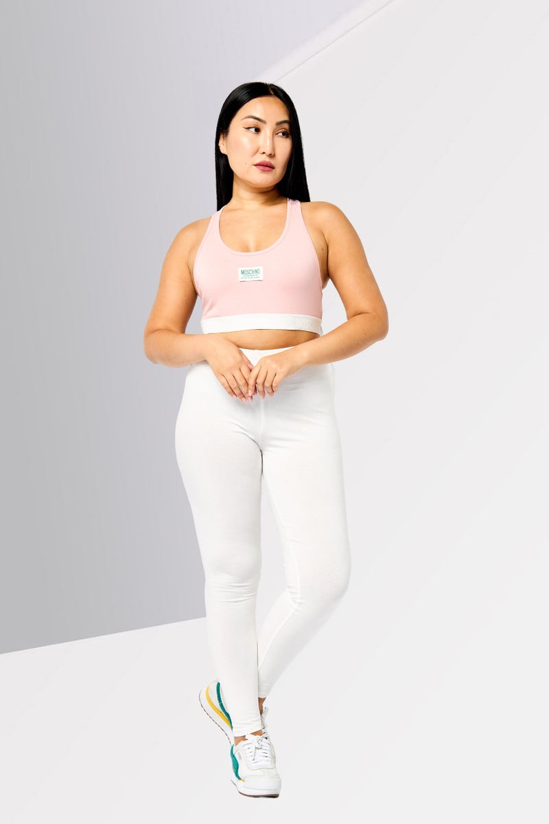 MOSCHINO Women Brand Logo Padded Sports Bra, Pink - Image 2