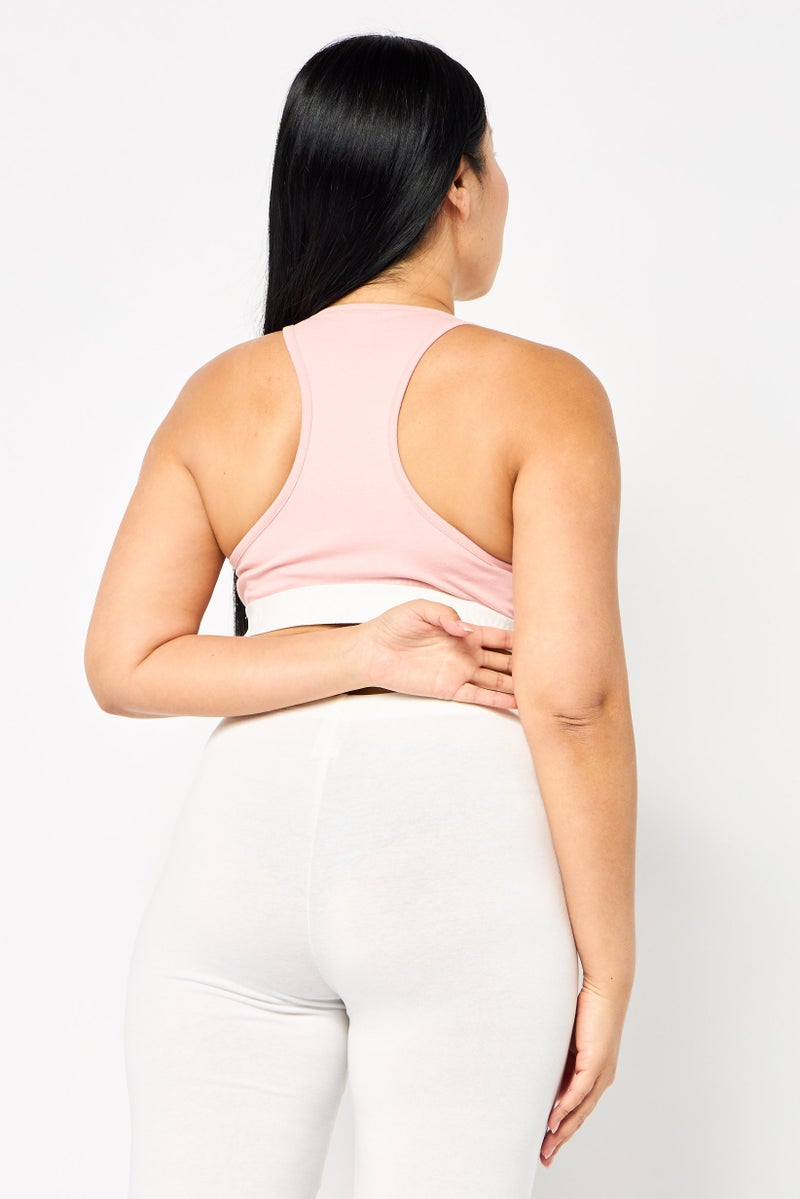 MOSCHINO Women Brand Logo Padded Sports Bra, Pink - Image 4