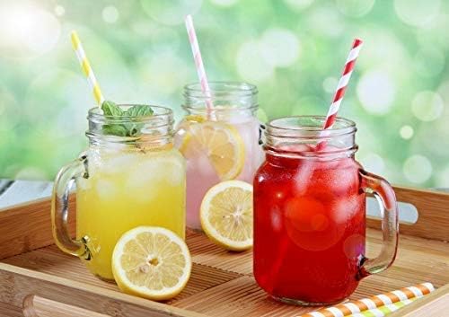 SARVYA SHOP SARVYA SHOP Glass Mason Jar Cups with Strow Handle Lid Mason Jar Mugs for Cold Beverages Cocktails Shakes Regular Mouth for Kitchen 500ml 1pcs  - Image 5