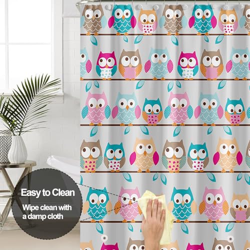 Myratts Plastic Shower Liner - Premium PEVA 4G Shower Curtain Liner with Rustproof Grommets and 3 Weighted Magnets, Waterproof Shower Curtain for Bathroom… (Owl, 72”*72”) - Image 4