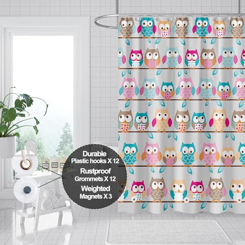 Myratts Plastic Shower Liner - Premium PEVA 4G Shower Curtain Liner with Rustproof Grommets and 3 Weighted Magnets, Waterproof Shower Curtain for Bathroom… (Owl, 72”*72”) - Image 5