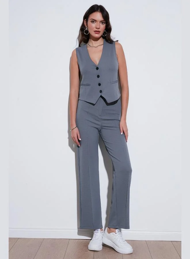 ليلا بنطلون نسائي ليلا بقصة مستقيمة وخصر مرتفع